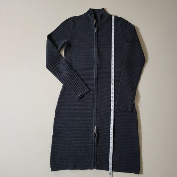 Calvin Klein Women's Charcoal Gray Long Sleeve Zip-Front Sweater Dress - Picture 10 of 16